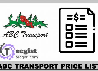 ABC Park Transport Price List 2025, Contact And Address ABC Transport Price List 2023