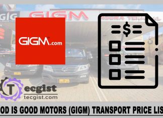 God Is Good Motors (GIGM) transport Price List