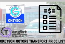 Okeyson Motors Transport Price List 2025, Contact And Address Okeyson Motors Transport Price List 2023