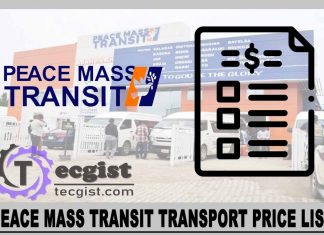Peace Mass Transit Transport Price List